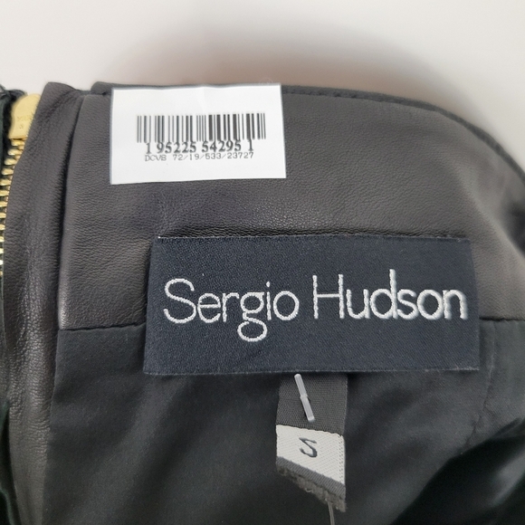 NEW Sergio Hudson 100% Black Leather Mini Skirt Size 2 - Picture 9 of 11